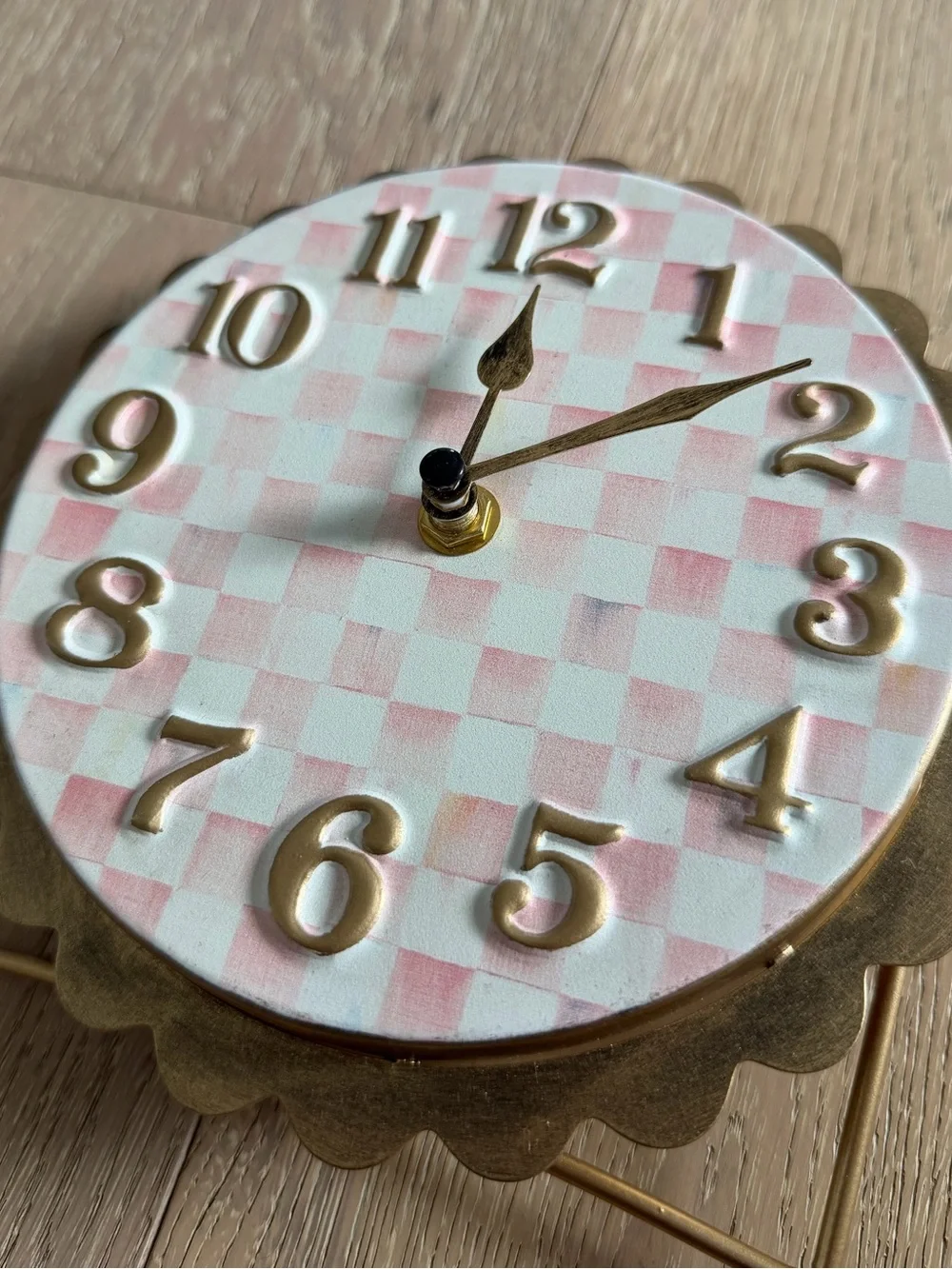 MacKenzie-Childs Rosy Check Scalloped Desk Clock